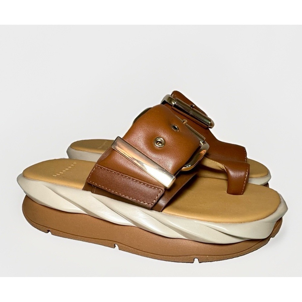 4CCCCEES Women's US 8.5 EU 39 Leather Mellow Glow Platform Brown Chunky Sandals
